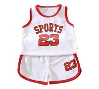 Boys Basketball Outfit 2 Piece Sports Set Toddler Kids Lightweight Mesh Shorts Tank Top Active Wear Team Training (White, 10-11 Years)