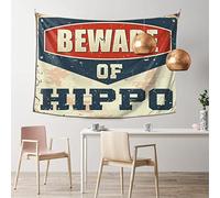 Boys Bedroom Accessories Beware of Hippo Tapestry Hanging Decor Decor for Man Cave ( Size : 75X100CM )