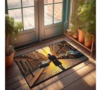 Boys Bedroom Accessories Man In Long Coat Walking Towards Eiffel Tower At Sunset Doormat Outdoor Doormats Door Mat Outdoor Entrance(40X60CM)