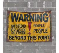 Boys Bedroom Accessories Rusty Warning Sign: No Studid Seab People Beyond This Point! Tapestry Aesthetic Tapestry Bar Decor for Home(100X150CM)