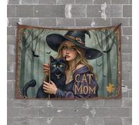 Boys Bedroom Accessories Witchy Whiskers: A Spellbinding Journey with My Cat Mom Tapestry Aesthetic Tapestry Bar Decor for Home(75X100CM)