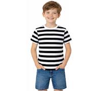 Boys Black & White Striped T-Shirt Crew Neck Short Sleeve Cotton Rich Casual Top Soft Breathable Everyday Summer Tee Kids 5-13 Years UK (UK, Age, 7 Years, 8 Years, Regular, Black and White Striped)