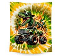 Boys Blanket, Dinosaur Blankets Gifts for Kids, 40"x50" Tie Dye Throw for Dinosaur Lovers, Soft Cozy Fleece Truck Throw for Sofa Couch