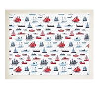 Boys Boat Lap Tray with Cushion: Blue and Red Childrens Bean Bag Cushioned Padded Laptop Tray Desk Breakfast Dinner Food Tray Table for Eating (Kids Ships at Sea)