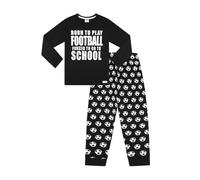 Boys Born To Play Football Forced To Go To School Long Cotton Pyjama Set (7-8 Years) Black