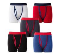 Boys Boxers 5 Pairs of Kids Trunks Boxer Short Easy Care Cotton Stretch Underwear Pants Boxer Shorts (11-12 YEARS, 5 Pack Keyhole Boxer)