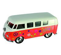 Boys Boy Child Children - The 60's, Red Flower Power VW T1 Bus 1963 Model Car Vehicle with Pull Back - Great Idea for Christmas Xmas Top Up, Stocking Filler Gift Games & Toys Age 5+ - One Supplied