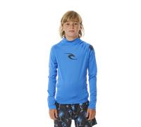 RIP CURL Boys Brand Wave UPF Long Sleeve Rash Vest Top - Blue Gum - UV Sun Protection and SPF Properties
