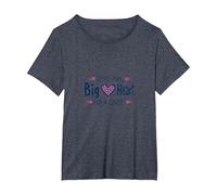Boys Breast Cancer Awareness Little Man Big Heart Cause T-Shirt, Women's Plus, Heather Blue, 2X