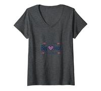 Boys Breast Cancer Awareness Little Man Big Heart Cause V-Neck T-Shirt, Women, Dark Heather Grey, XL