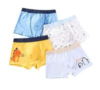 Boys Briefs Boys Cute Cartoon Boxer Briefs, Toddler Soft Cotton Underwear Briefs 4 Pairs Little Boy Dinosaur Shorts Set Boys Tights Underwear (Yellow, 7-9 Years)