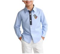 Boys' Button Down Dress Shirt 4-16 Years, Casual Long Sleeve Formal School Shirt Kids School Uniform Shirt Non Iron Fitted Summer Tshirts Preppy Clothes