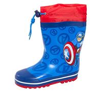 Boys Captain America Wellington Boots With Tie Tops Kids Marvel Avengers Wellies Wellingtons Wellys Blue EU 28 / UK 10