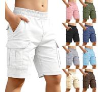Boys Cargo Shorts Linen Boy Shorts Summer Outdoor Short Trendy Holiday Short Breathable Beach Trunks Elastic Waist Kids Trunks Multi Pockets Soft Trunk for Medium and Large Children Black