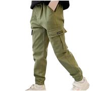 Boys Cargo Trousers 0-15 Years Elasticated Waist Cuffed Ankles Casual Jogging Boys Pants Tracksuit Bottoms Joggers Girls Clothes Parachute Trousers Streetwear Army Green 13 Years