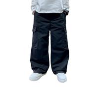 Boys Cargo Trousers Kids Jogging Pants With Wide Straight Leg Baggy School Sweatpants Elasticated Waist Kids Hiking Outdoor Joggers Multipockets Tactical Combat Chino Trousers Black