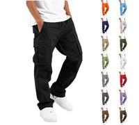 Boys Cargo Trousers Kids Straight Wide Leg Joggers Elasticated Waist Kids School Pants Lightweight Solid Drawstring Hiking Pants Breathable Comfortable Outdoor Sports Trousers