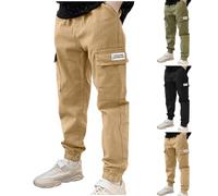 Boys Cargo Trousers UK Clearance Kids Spring Work Pants Elasticated Waist Combat Trousers Straight Leg Tactical Pants Multi Pockets Sweatpants Cotton Casual Joggers Regular Fit Bottoms Comfort Pant
