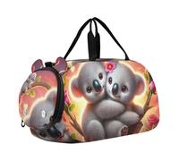 Boys Carry-on Duffel Cuddly Koala Sunset Romance Weekender Overnight Duffel Bags for Travel Tote Gym Duffle Kids Luggage, Loving Koalas Heart Frame, classical
