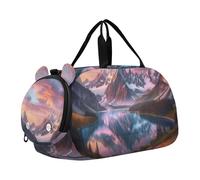 Boys Carry on Duffel Cuddly Koala Sunset Romance Weekender Overnight Duffle Bags for Traveling Tote Gym Duffle Kids Luggage, Majestic Alpine Lake Sunset, Classic