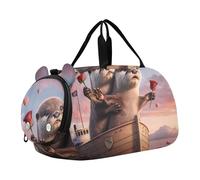 Boys Carry on Duffel Cuddly Koala Sunset Romance Weekender Overnight Duffle Bags for Traveling Tote Gym Duffle Kids Luggage, Cute Otters Valentine's Boat Ride, Classic