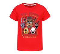 Boys Cartoon T-Shirt Five Nights at Freddy's Graphic Tshirt Short-Sleeved Clothes Cotton YouTube Game Top Tee for Kids (UK, Age, 7 Years, 8 Years, Regular, Red)