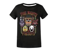 Boys Cartoon T-Shirt Five Nights at Freddy's Graphic Tshirt Short-Sleeved Clothes Cotton YouTube Game Top Tee for Kids (UK, Age, 11 Years, 12 Years, Regular, Black)