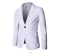 Boys Casual Blazer Classic Slim Fit Black One Button Suit Jacket for Kids Solid Color Long Sleeve Formal Blazer Suit for Wedding Party Speech Graduation Jacket Tops (A-White, 12-13 Years)