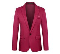 Boys Casual Blazer Classic Slim Fit Black One Button Suit Jacket for Kids Solid Color Long Sleeve Formal Blazer Suit for Wedding Party Speech Graduation Jacket Tops (A-Red, 13-14 Years)