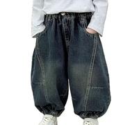 Boys Casual Cargo Denim Pants with Loose Fit for Outdoor Play, Durable Cotton Blend Trousers for Ages 2-7 Years, Multi-Pocket Design for Daily Wear (Blue, 2-3 Years)