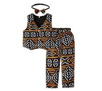 Boy's Casual Sets Unisex African Dress Outfits & Clothing Sets African Print Vest Tops Pants Headband Ankara Clothes 3PCS Dashiki Set