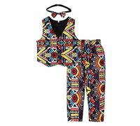 Boy's Casual Sets Unisex African Dress Outfits & Clothing Sets African Print Vest Tops Pants Headband Ankara Clothes 3PCS Dashiki Set