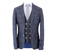 Boys' Check Slim Fit Suit 3 Piece Set Special Occasion Birthday Wedding Dinner Prom Party Age 12 Years Grey