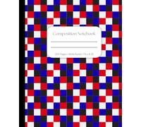 Boys Checkered Composition Notebook - Black, Red & Blue | 100 Pages, Wide Ruled | Cool School Notebook for Boys, Teens & Students | Back to School Supplies