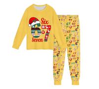 Boys Christmas 67 Print Outfit Set 2 Piece Long Sleeve Top & Trousers Two-Piece Sets Kids Novelty 67 Print Xmas Clothes Toddler Festive Sets for Boys and Girls Age 2-10 Years (A03-Yellow, 7-8 Years)
