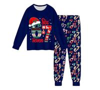 Boys Christmas 67 Print Outfit Set 2 Piece Long Sleeve Top & Trousers Two-Piece Sets Kids Novelty 67 Print Xmas Clothes Toddler Festive Sets for Boys and Girls Age 2-10 (A03-Dark Blue, 9-10 Years)