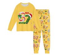 Boys Christmas 67 Print Outfit Set 2 Piece Long Sleeve Top & Trousers Two-Piece Sets Kids Novelty 67 Print Xmas Clothes Toddler Festive Sets for Boys and Girls Age 2-10 Years (A01-Yellow, 4-5 Years)
