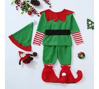 Boys Christmas Elf Costume Hooded Top Long Sleeve Festive Pullover Casual Soft Stretch Comfortable Loose Fit Holiday Outfit Family Matching Party Performance Trend Fashion Boy (A02-B, 6-7 Years)