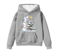 Boys Christmas Jumper Age 7 Sweatshirt - Print Girls Hooded Cozy Fleece Pullover Soft Kids Long Sleeve Top With Festive Holiday Design for Winter and Family Gatherings (Grey 6-7 Years)