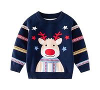 Boys Christmas Jumper Long Sleeve Knitwear Sweater Xmas/Reindeer Stag Nordic Festive Jumper Festive Jumper Novelty Sweatshirts Xmas Pullover Winter Kids Clothes Boys Xmas Festive Navy