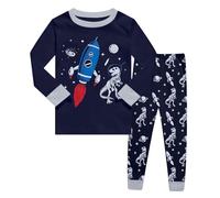 Boys Christmas Pyjamas Set Astronauts Rockets Shaks Long Sleeve Loungewear Toddler Boys Pjs Clothes Sets for Children Dress Up Costume 2 Piece Outfit Xmas Gift 2-10 Years (Black, 9-10 Years)