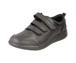 Boys Clarks Formal Hook & Loop Leather & Synthetic School Shoes Scape Sky