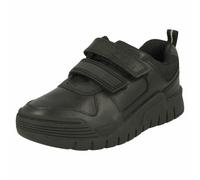 BOYS SCOOTER SPEED BLACK LEATHER HOOK AND LOOP STRAP SCHOOL SHOES CLARKS