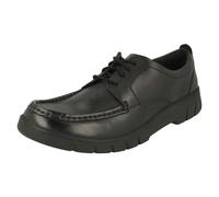 Clarks Branch Lace Youth Leather Shoes In Black Wide Fit Size 3