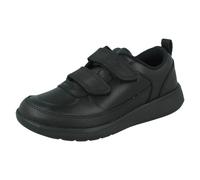 Clarks Boys Scape Flare Kid Black Leather Riptape,School Shoes Leather School