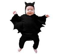 Boys Clothes 2t Summer Baby Bat Costume My 1st Halloween Outfit Newborn Baby Boy Girl Costume Black Bat Long Sleeve Romper Jumpsuit with Hats Cosplay 6 Month Baby Rompers (Black, 6-12 Months)
