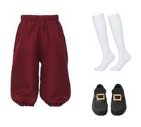 Boy's Colonial Costume Kids Medieval Pirate Cosplay Costume Renaissance Costume Breeches (Pants with Knee High White Socks and Gold Shoe Buckle)