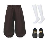 Boy's Colonial Costume Kids Medieval Pirate Cosplay Costume Renaissance Costume Breeches (Pants with Knee High White Socks and Gold Shoe Buckle)