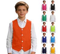 Boys Colorful Waistcoat Slim Fit Wedding Vest Suits Classic V-Neck 4 Button Waistcoat with Pockets Formal Gentleman Outfit for Wedding Kindergarten Graduation School Stage Performance