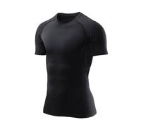 Boys Compression Shirt Kids Quick Drying Workout Shirts Short Sleeve Base Layer Athletic Tops Basketball Gym Running Undershirts Tight Fit Solid Color Training Tshirts (Black, 7-8 Years)